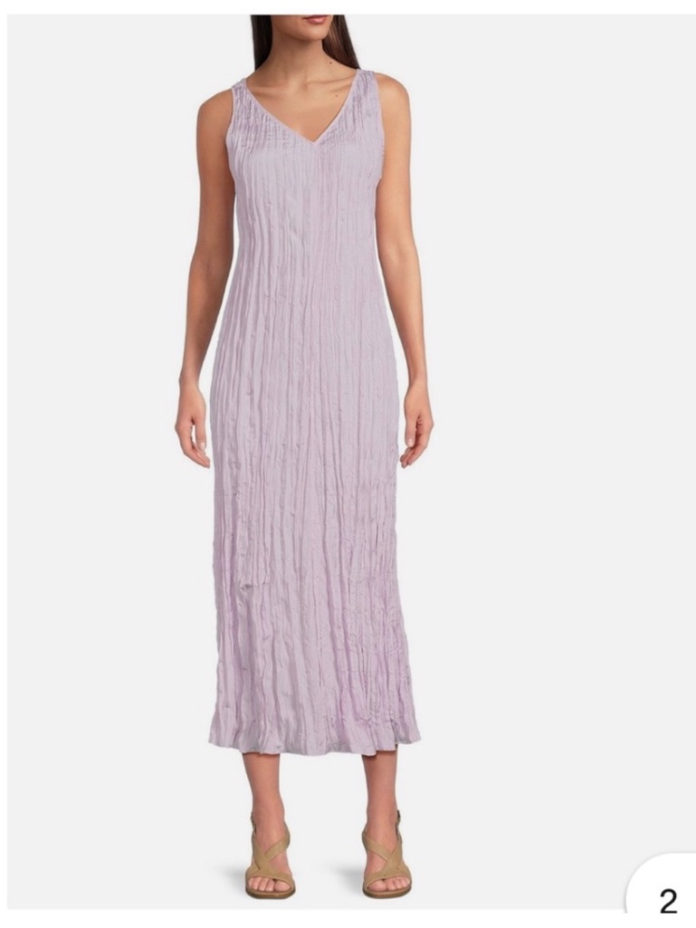 Nwt Eileen Fisher Crushed Silk V-Neck Dress